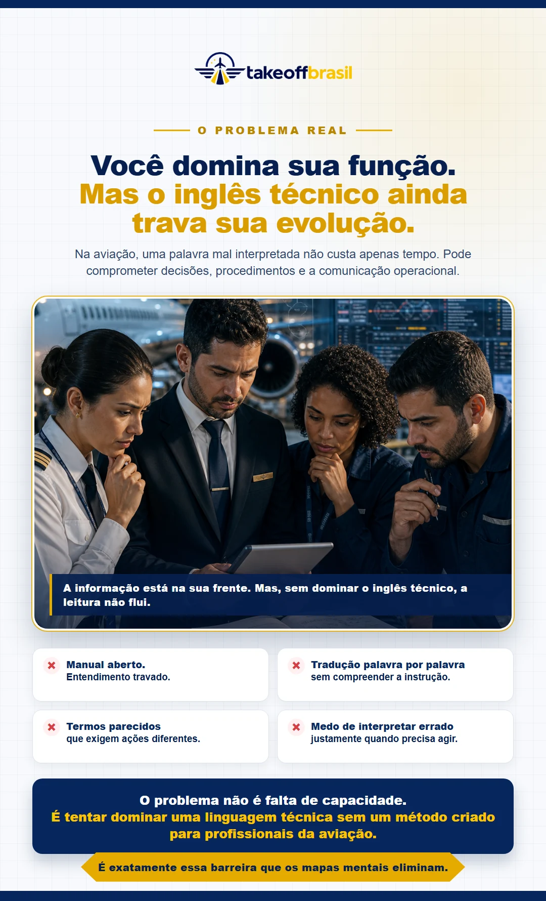 O problema real: o profissional de aviação domina a técnica, mas o inglês ainda trava sua evolução